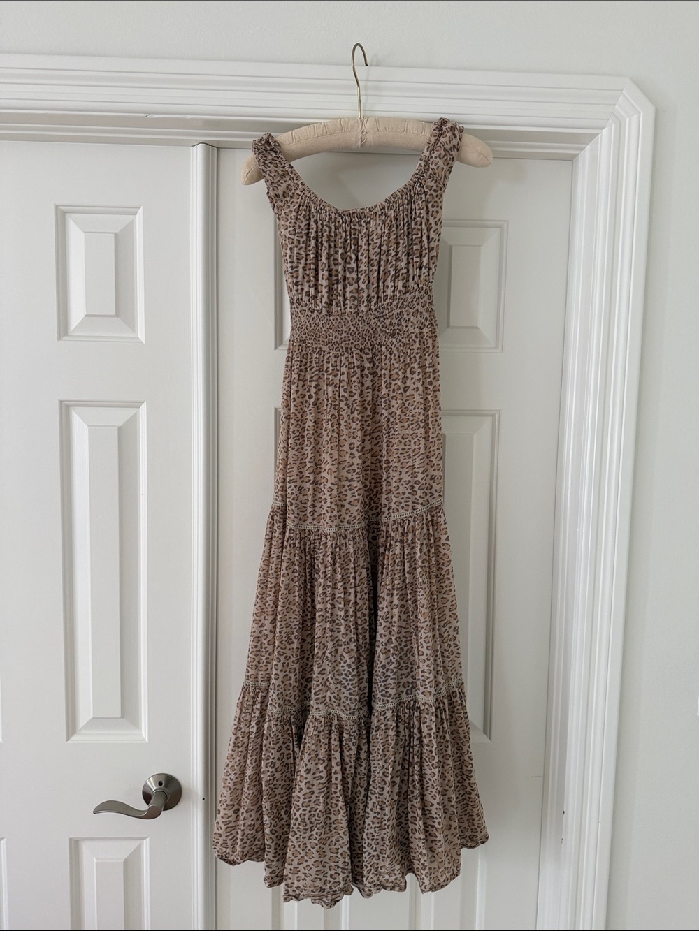 Cleobella Taupe Leopard-Print Maxi Dress